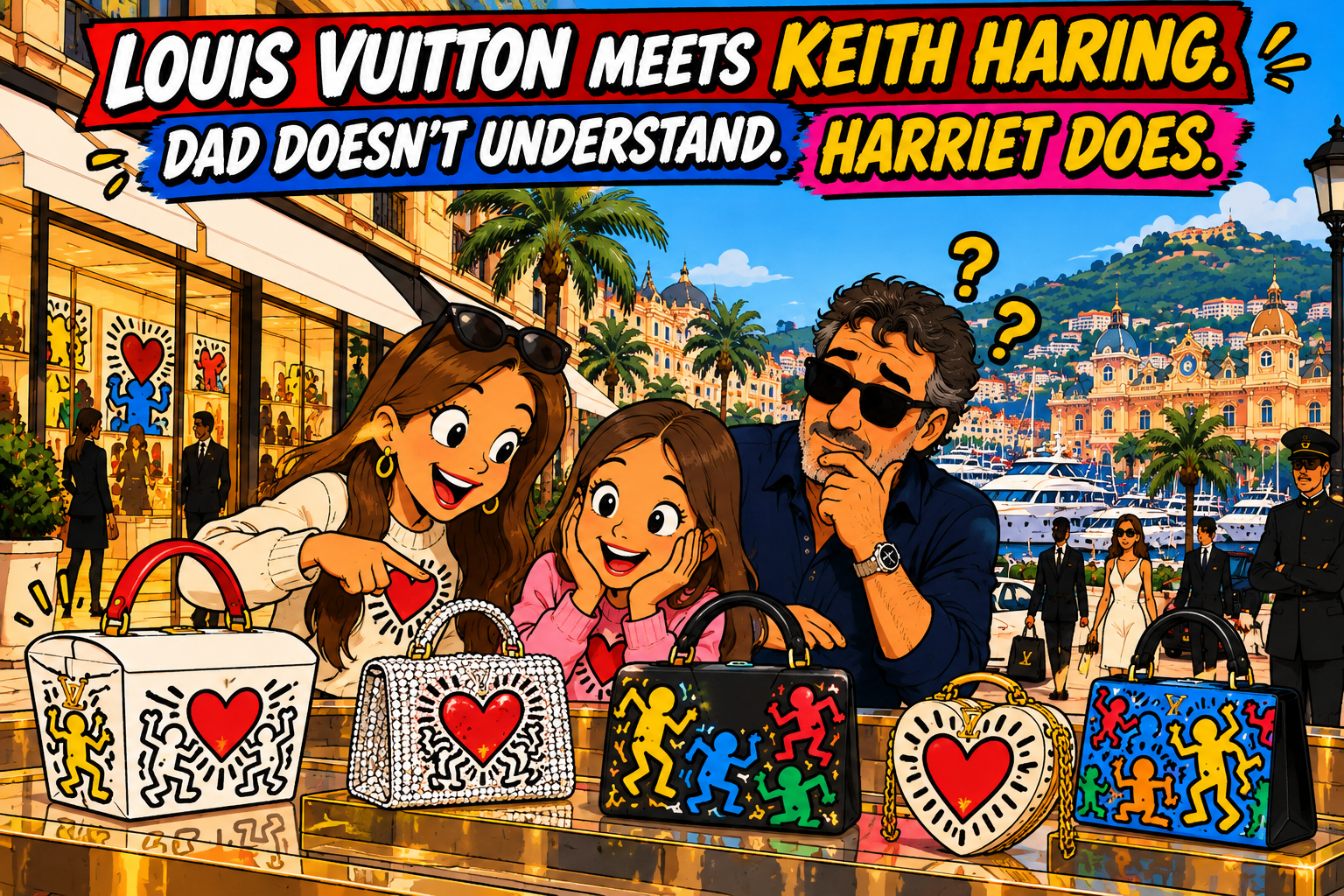 LOUIS VUITTON MEETS KEITH HARING. DAD DOESN'T UNDERSTAND. HARRIET DOES.